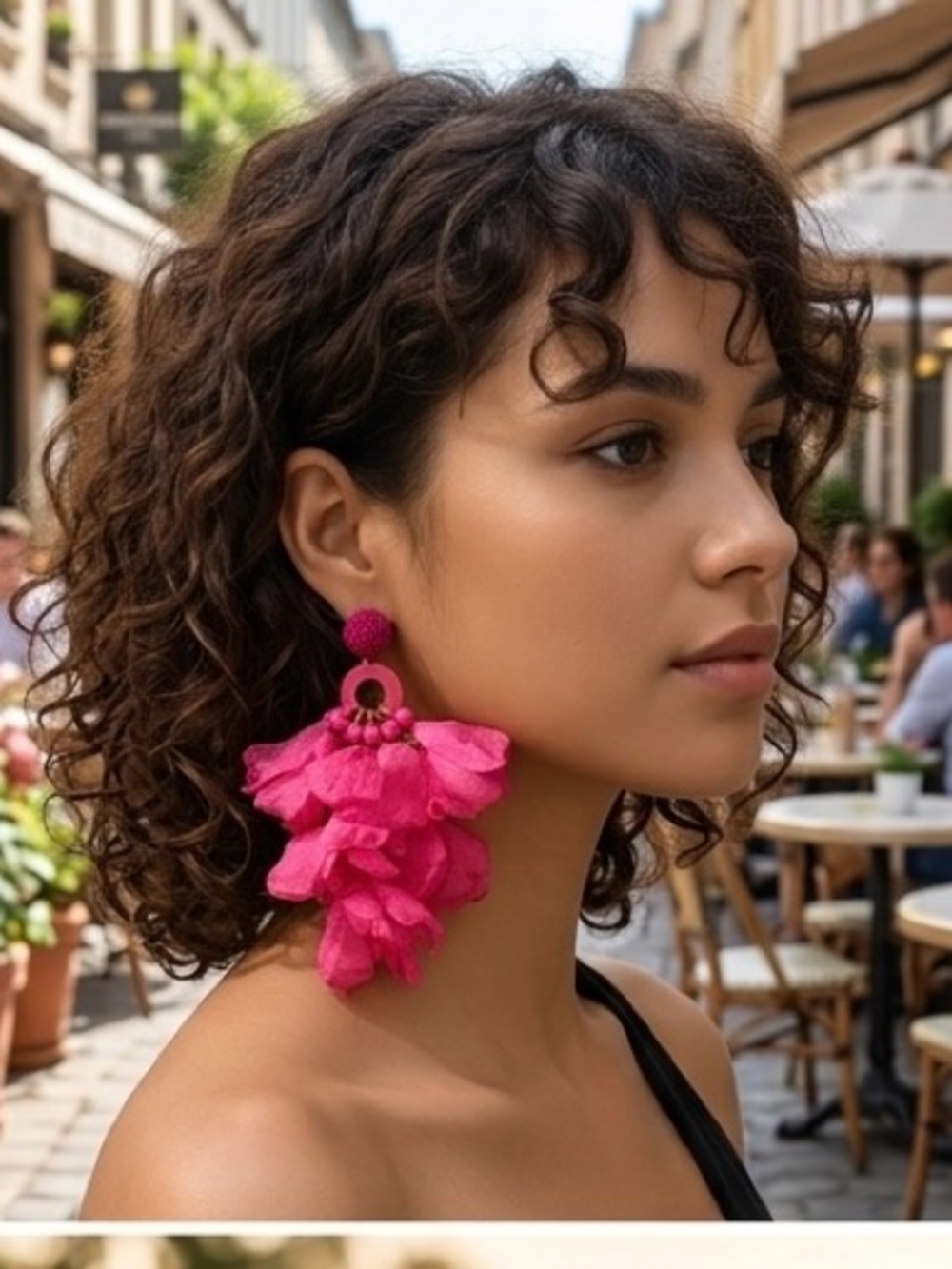 Bright Pink Floral Drop Earrings - Lightweight Statement Earrings